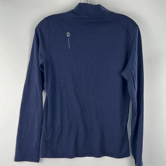 Figs Merino Wool Mock Neck Pull-On Underscrub Top Long Sleeve Size M Navy Blue - Picture 3 of 9